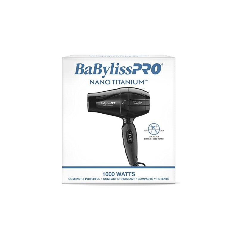 BaBylissPRO Nano Titanium Bambino Compact Dryer, 1 Count (Pack of