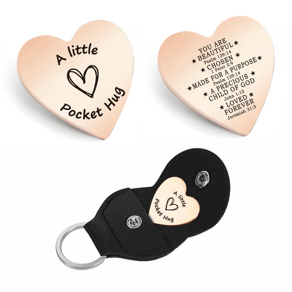 NATSUNO Bible Verses Leather Keychain,Christian Pocket Hug,You Are Beautiful Pocket