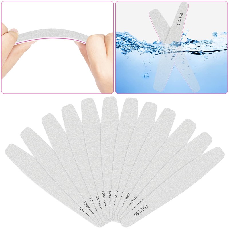 CGBE Professional Nail Files, 12Pcs 150/150 Grit Files Set Double-Sided