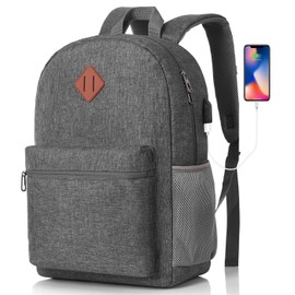 Yamtion Backpack Men's School Backpack Boys’ Teenagers’ Backpack Women's School Bag Girls’ School Bag for University Office, Travel, Study, USB Charging Port