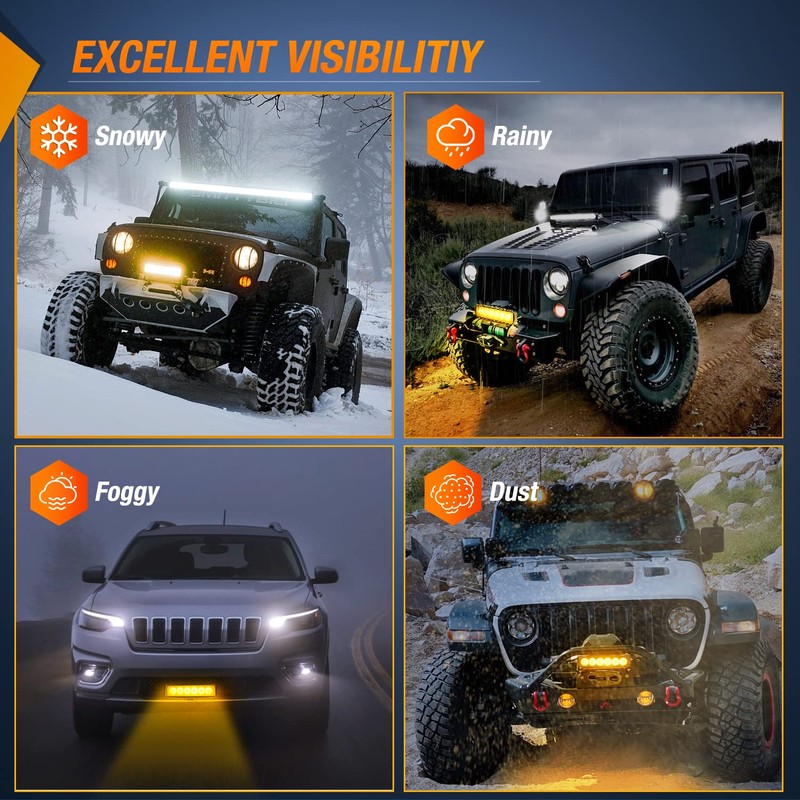 Nilight 6 inch Amber LED Light Bar 2PCS 18W Spot