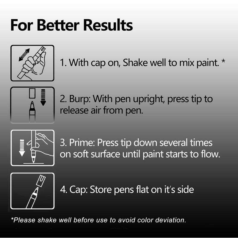 White Acrylic Paint Marker Pens - 2-3mm Medium Tip, 6