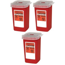 Global Sharps Container Biohazard Needle Disposal Container - 1 Quart (Pack of 3)