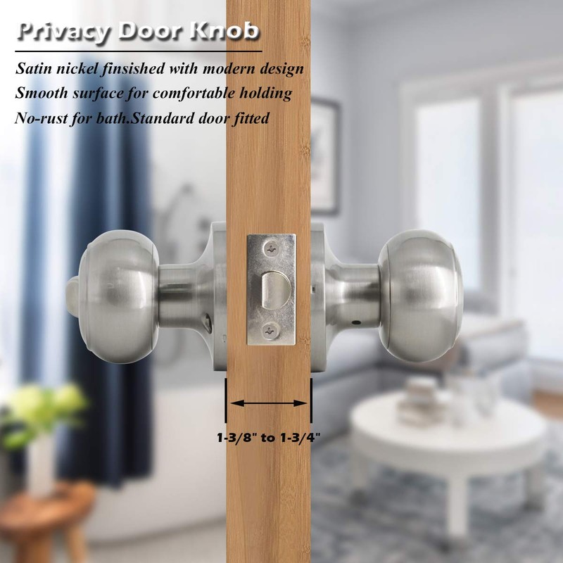 Gobrico Brushed Nickel Round Door Knobs for Bedroom Bathroom,Stainless Steel