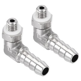 TA-VIGOR 2Pcs Nickel-Plated Copper Hose Barb Fitting Elbow 6mm Barbed M6 x 1 Male Thread Right Angle Pipe Connector with Washer