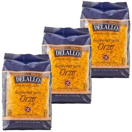 DeLallo Gluten Free Orzo Pasta, 12 oz Bag, (3 Pack), Made with Corn and Rice Flour, Handcrafted in Italy, Non-GMO, All Natural, Kosher