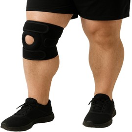 King Mills Plus Size Knee Brace for Women and Men, Adjustable Extra Large Knee Brace for Adult XL XXL, Plus Size Knee Sleeve for Knee Pain, Meniscus Tear and Arthritis. Black & Pink, 2XL