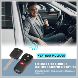 RATCHROLL KBRASTU15 315MHz Keyless Entry Remote Ignition Transponder Key Fob for Nissan Pathfinder 2005-2012 for Nissan NV1500 NV2500 NV3 500 2012-2021 3 Buttons Replacement Car Parts