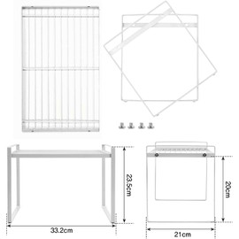 Spesh Kitchen Cupboard Shelf 33x21x23.5cm Cupboard Shelf Organiser Kitchen Countertop Storage Shelf Tabletop Metal Shelf for Kitchen Bedroom Bathroom(White)