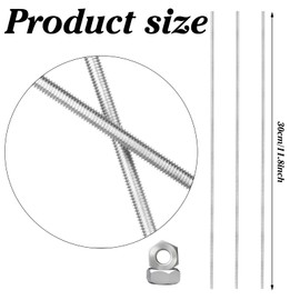 45 Pcs 8/32 Inch Threaded Rod Sets Include 15 Pcs M4 Screw Rod with 15 Pcs Metal Hex Nuts and 15 Pcs Beaded for Beaded Garden Stake Rods