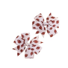 BOENBE LOVED 3Inch Hair Bows for Baby GirlsBack to School Pinwheel Bows Grosgrain Ribbon Toddler Bows Clips Hair Barrettes Accessories for Girls (2PCS Ball Hair Bows) (rugby)