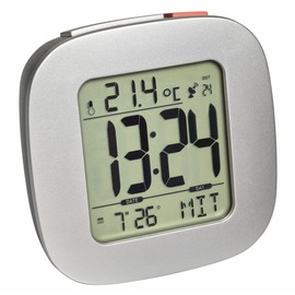 TFA Dostmann Funk-Wecker mit Temperatur, 60.2542.54, Wochentag und Datum, mit Zeitzonen, anthrazit