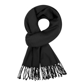 Kiiwah Scarf for Men, Winter Classic Scarves with Tassels, Warm Knitted Long Scarf for Boys Men Autumn Winter, black