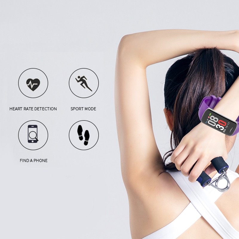 Smart Electronic Bracelet Heart Rate/Blood Pressure Detection Sport Wristband (Purple)