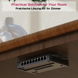 JLNJLE Bracket Compatible with TP-LINK TL-SG108 TL-SG108E 8-Port Network Switch, Metallic Wall Mount for LAN Switch Holder Under the Desk, for Home Office