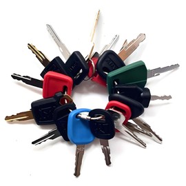 Alrens 16PCS Heavy Equipment Keys Master Set with Key Rings, Construction Ignition Machinery Key Set for John Deere, CAT, Komatsu, Volvo, JCB, Caterpillar, Case Excavator