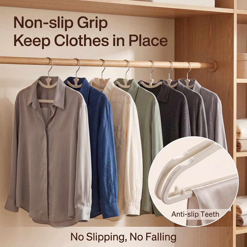 Bihoonge 40 Pack Short Neck Hangers, Space Saving, Silicone Non-Slip,