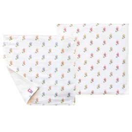 Imabari Towel Handkerchief Flower Iroha Retro 9.4 x 9.4 inches (24 x 24 cm), Retirement, Celebration, Return, Home Celebration, Gift, 100% Cotton, Gauze (2B: Paint Flower, Blue & Red)