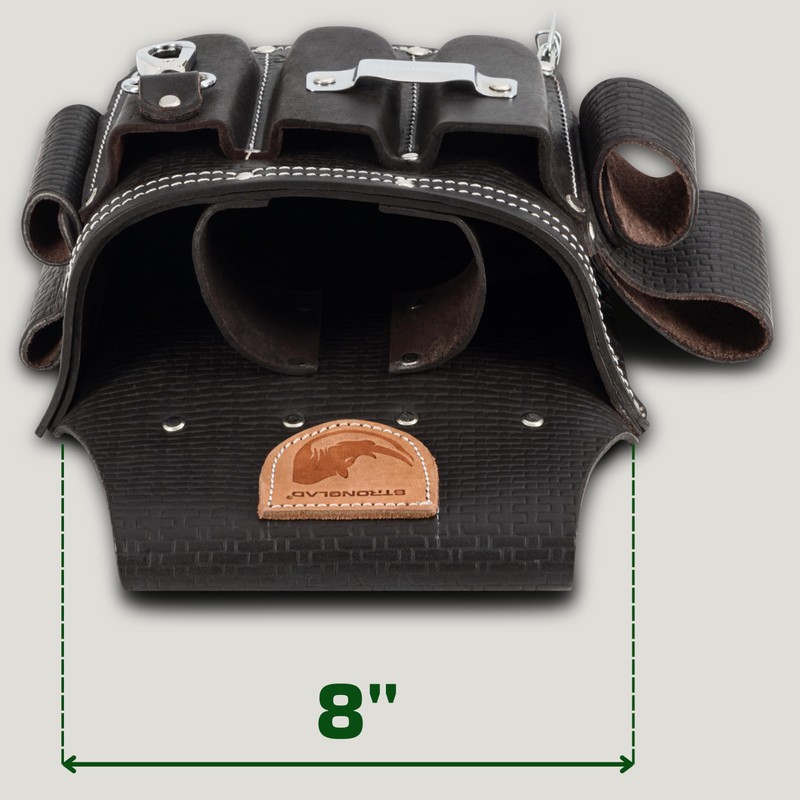 STRONGLAD Heavy-Duty Electricians Tool Belt – 13-Pocket Top-Grain Leather Pouch,