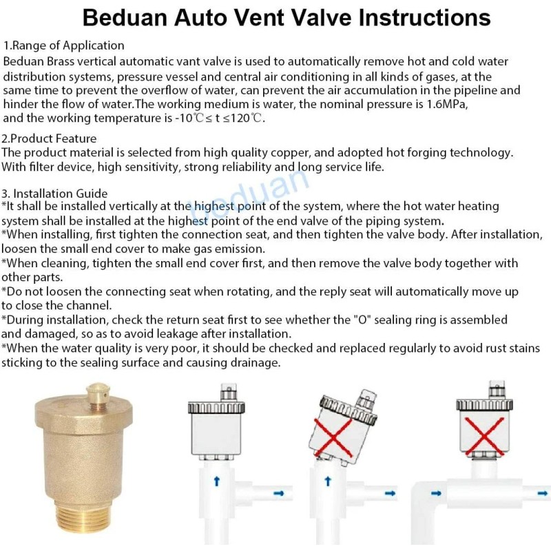 sashow Brass 10500-VE Automatic Float Valve 1/8" Male Thread Air