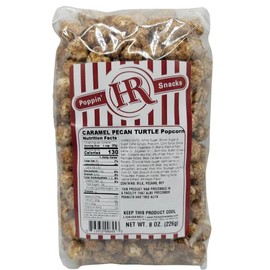 Caramel Pecan Turtle Gourmet Popcorn | 8 oz Bag | HR Poppin' Snacks - Made in USA - Made in Gibbon, Nebraska - Delicious, Fresh Popcorn - Party Snack - 100's of Popcorn Flavors