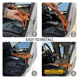 TOOENJOY Universal Fit Car Door Step, Foldable Roof Rack Door Step Up on Door Latch, Both Feet Stand Pedal Ladder, Easy Access to Rooftop for Most Car, SUV, Truck, Max Load 400 lbs(Orange