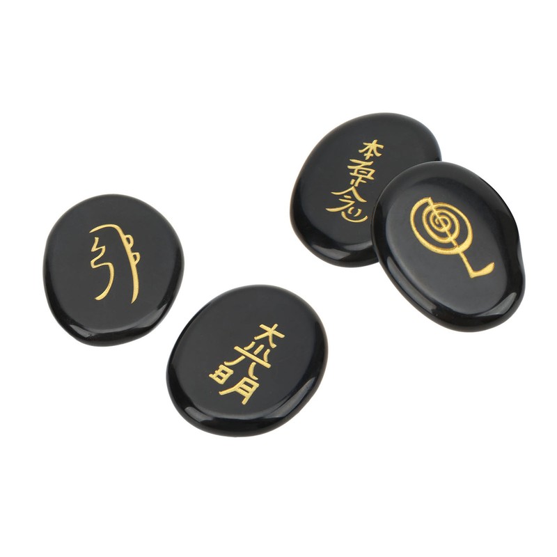 4Pcs Reiki Symbols Stones Smoother Surfaces Engraved Reiki Stones for