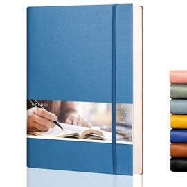 EMSHOI Dotted Journal Bullet Notebook,192 Numbered Pages B5 Large Dot Grid Composition Notebook with 100gsm Thick Dotted Paper, Softcover Leather, Inner Pocket, 7.48"x10.15"-LightBlue