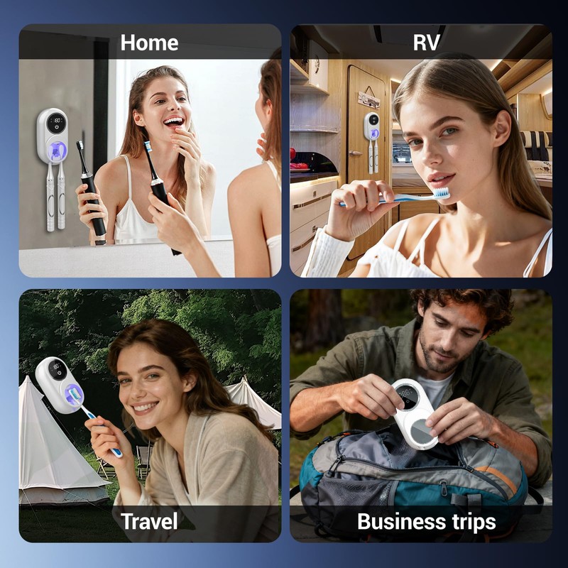 Smart Wall Mount Electric Toothbrush Holder for Bathrooms, White