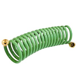 Sutekus Manguera en Espiral Mangueras de Agua Manguera Enrollada para Barco Manguera de Jardín Ligera Autoenrollable con Accesorios de Latón de 3/4 Pulgadas (15 Pies)