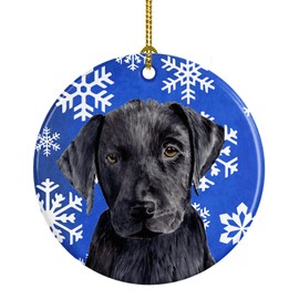 Caroline's Treasures SC9364-CO1 Labrador Winter Snowflakes Holiday Ceramic Ornament, 3 in, Multicolor