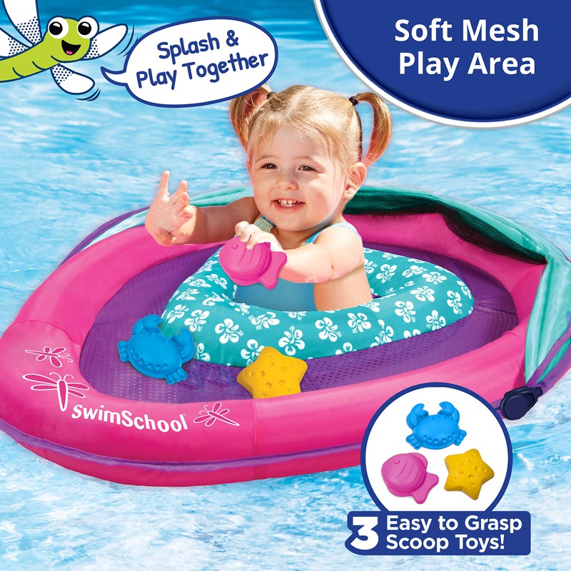 SwimSchool Deluxe Baby Pool Float with Adjustable Canopy - 6-24
