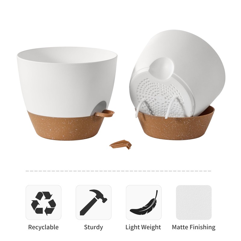 FaithLand 3-Pack Large Planter Pots, 12 10 9 Inch Self