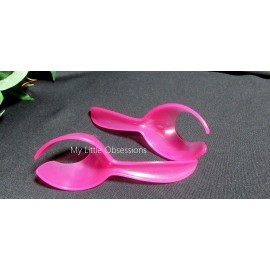 Tupperware Set of 2 Gadgets Egg Scoops Spoon Dippers Lifters Sheer Pink