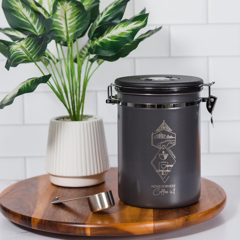 CafetastiQ Large Coffee Canister – Airtight Stainless Steel Storage Container
