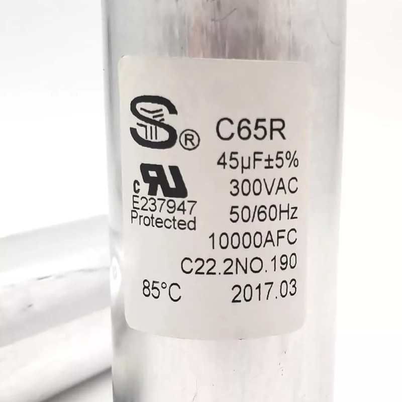 QXParts C65R 45uF 300VAC 50/60Hz 10000AFC C22.2NO.190 85 C Round