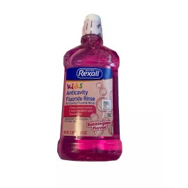 Rexall 16.9fl oz. Kids Bubble Gum Flavor Anticavity Mouthwash 02/14/2026 Exp