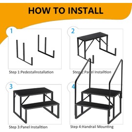 GAOMON RV Steps with Handrail 2 Step, Hot Tub Steps with Handrail, Portable Pool Ladder, 660 Lbs Load Capacity RV Stairs for Camper, Hot Tub, Porch, SPA, Pool, Mobile Home (2 Handrails)