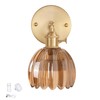 Shenmoyl Vintage Battery Operated Wall Sconce with Amber Tulip Glass