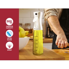 BEPER C102SPE002 300ml Cooking Oil Sprayer with Glass Body for Hot Air Fryer, Plastic Cap, White