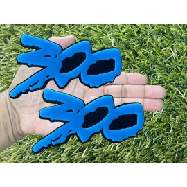 Badge Addictz 300 Drip Car Emblem Badges Custom Racing Aggressive Numbers Light Blue On Black