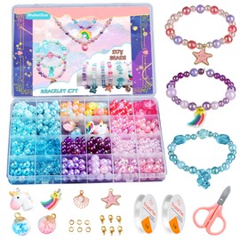 WuikerDuo Children's DIY Bead Kits, Jewellery Bracelet Necklaces String Making Kit, Bracelets Art Craft Kit for Girls Children