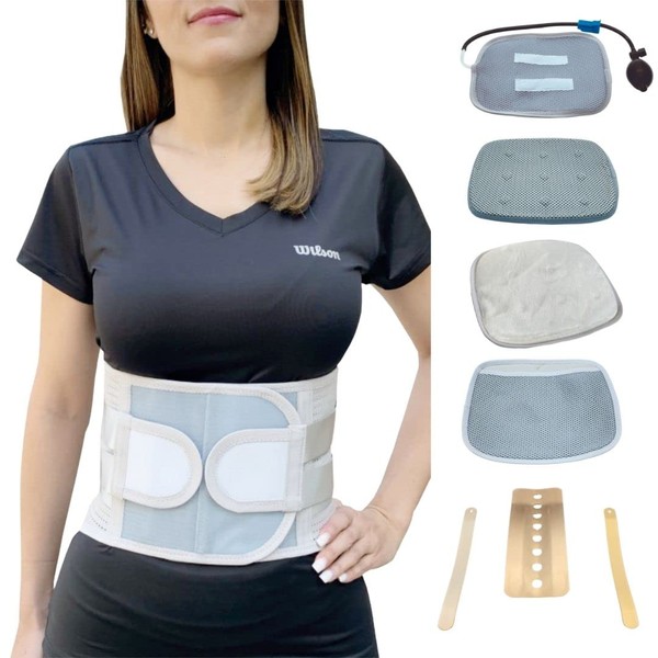 Faja Ortopédica Lumbar con set de cojines, con imanes, varillas
