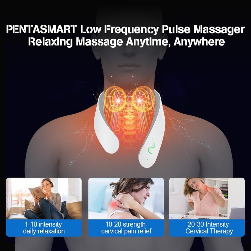 PENTASMART Smart Neck Massager, Electric Pulse EMS, Relieve Neck Pain,