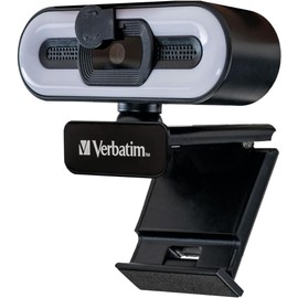 Verbatim Webcam con micrófono e iluminación, cámara Externa para Ordenador o portátil con HD 1080p de Enfoque automático, para videollamadas en casa