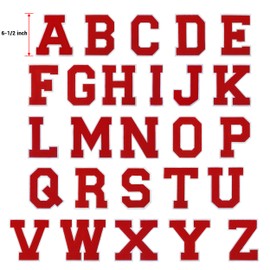 6-1/2" Iron-on Letter Patch Red Chenille Large Varsity Patches for Letterman Jacket Clothing (Red-B)