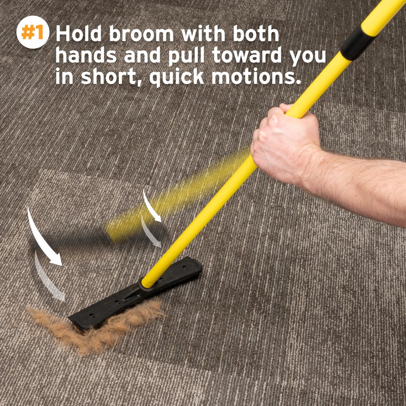 FURemover Pet Hair Removal Rubber Broom, 61" Telescopic Handle