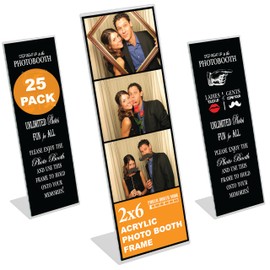25 Slanted Photo Booth Frames with Inserts for 2x6 Photo Strips