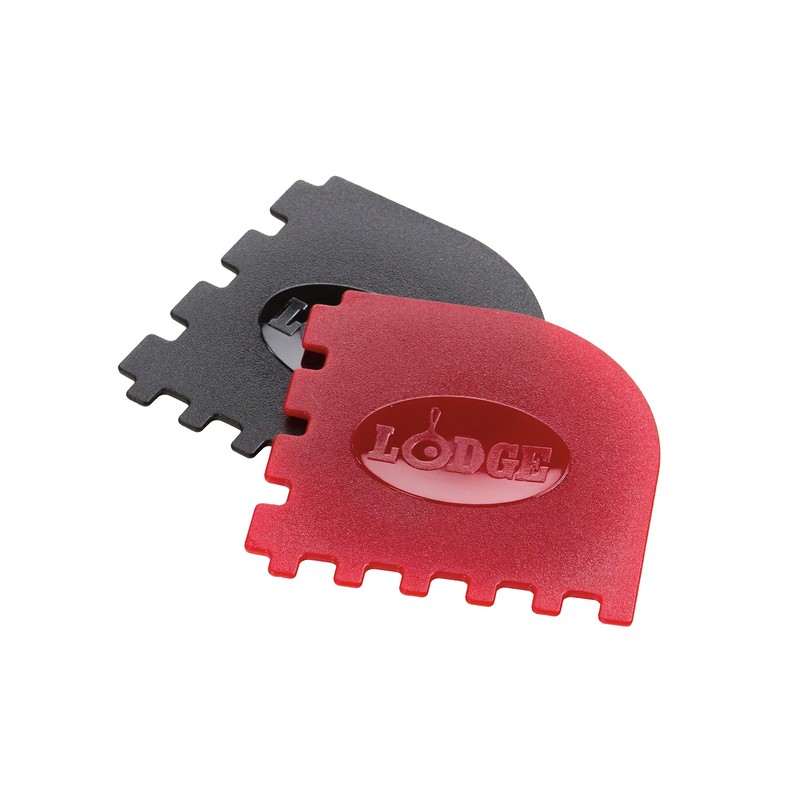 Lodge SCRAPERGPK Durable Grill Pan Scrapers, Red and Black, 2-Pack