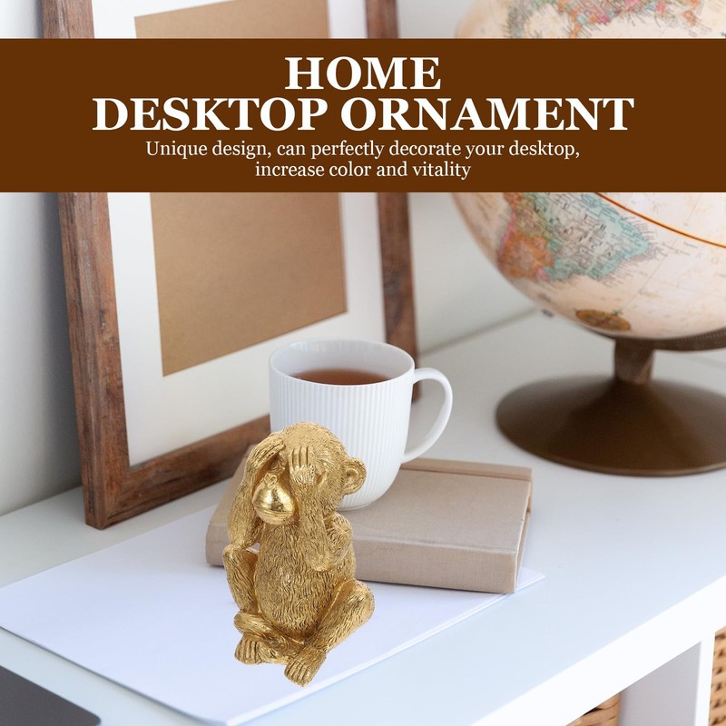 Housoutil Resin Monkeys, Nothing See Gold Monkey Statue, Evil Golden